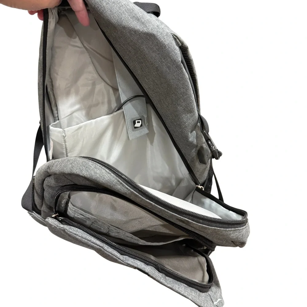 XIXOU Heather Gray Laptop Backpack USB Charging Port‎ Tech Commuter School Bag